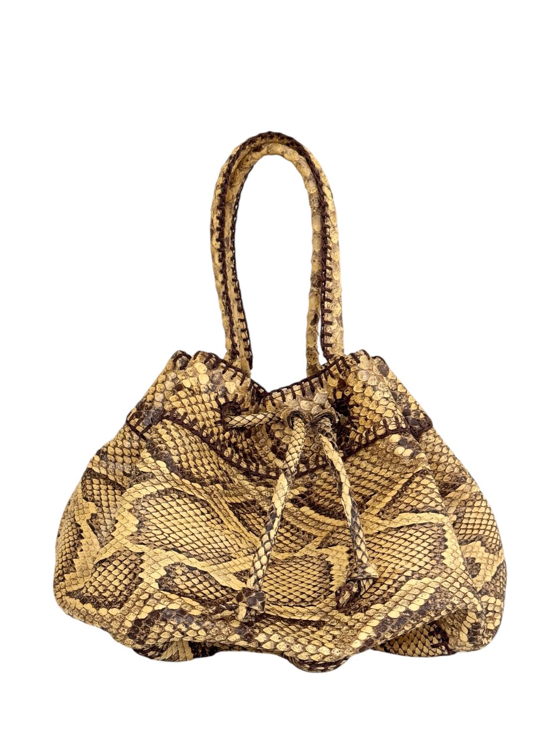CARLOS FALCHI VINTAGE PYTHON DRAWSTRING BUCKET BAG