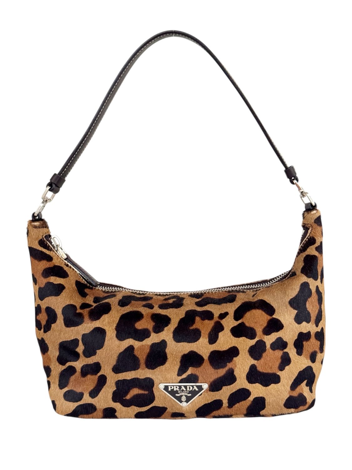 PRADA LEOPARD PONY HAIR MINI BAG WITH TRIANGLE LOGO