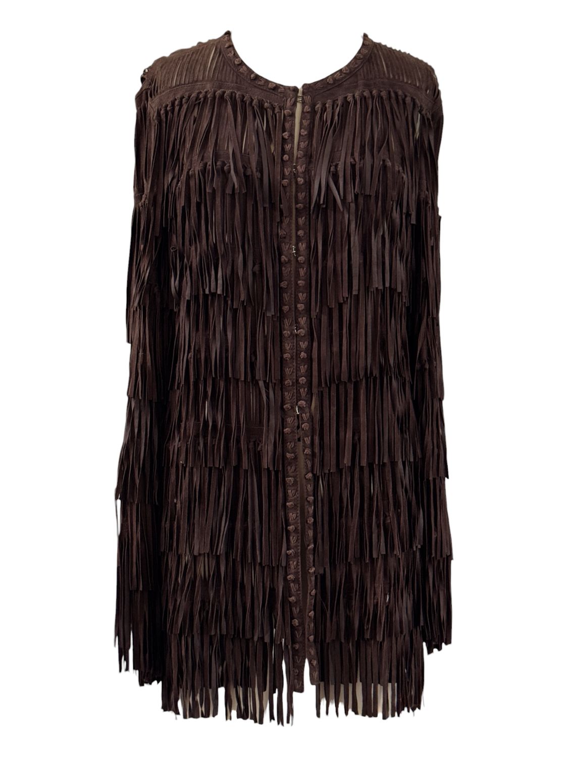 ROBERTO CAVALLI SP 2007 RUNWAY LOOK 31 SUEDE LEATHER FRINGE MINI DRESS / JACKET