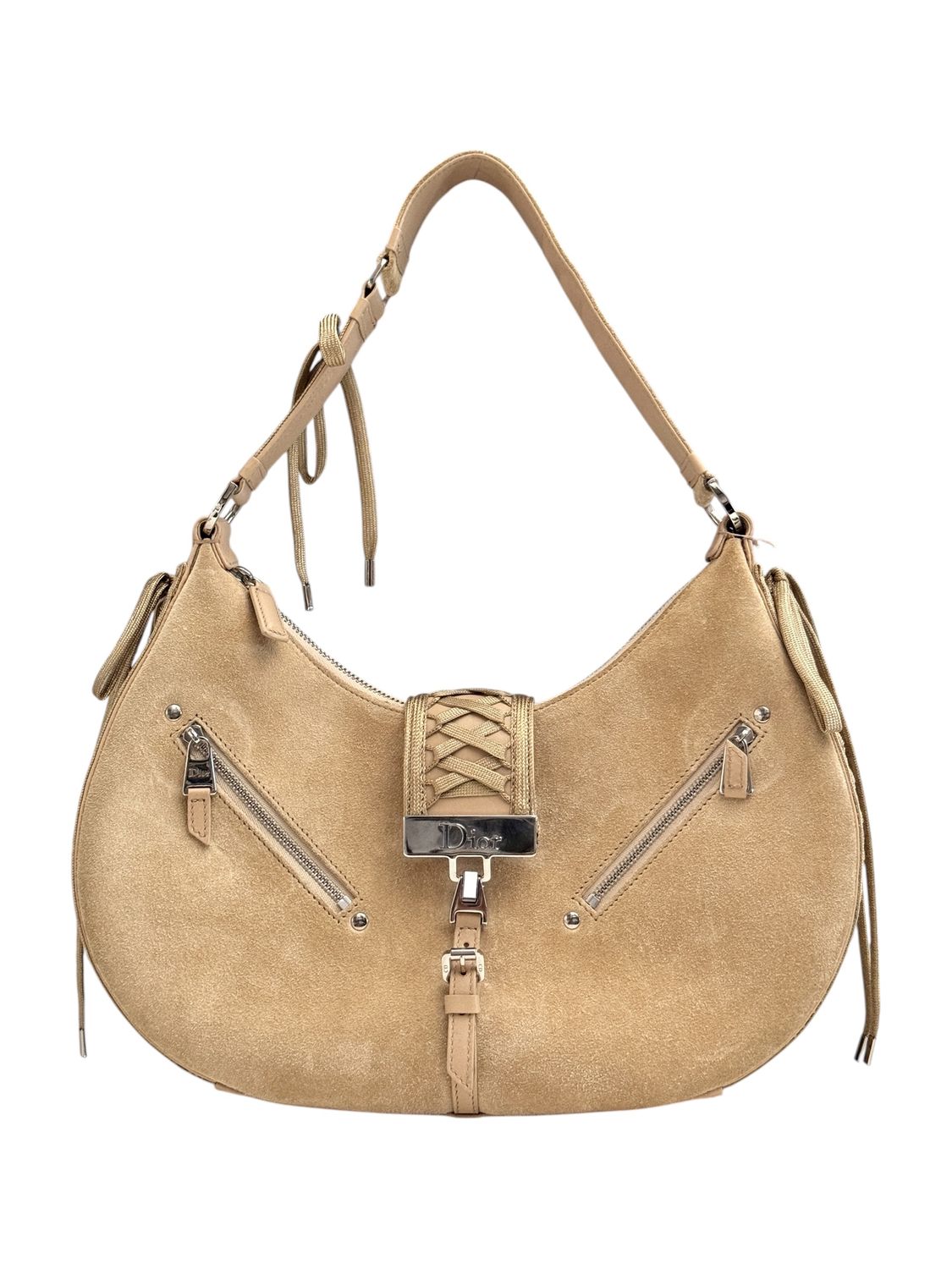 CHRISTIAN DIOR 2002 JOHN GALLIANO ADMIT IT SUEDE LEATHER CORSET SHOULDER BAG