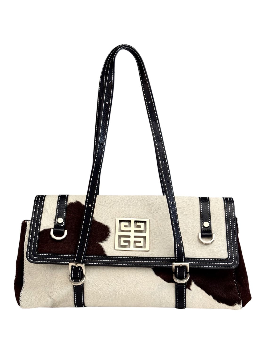 GIVENCHY VINTAGE COW PRINT PONY HAIR SHOULDER BAG