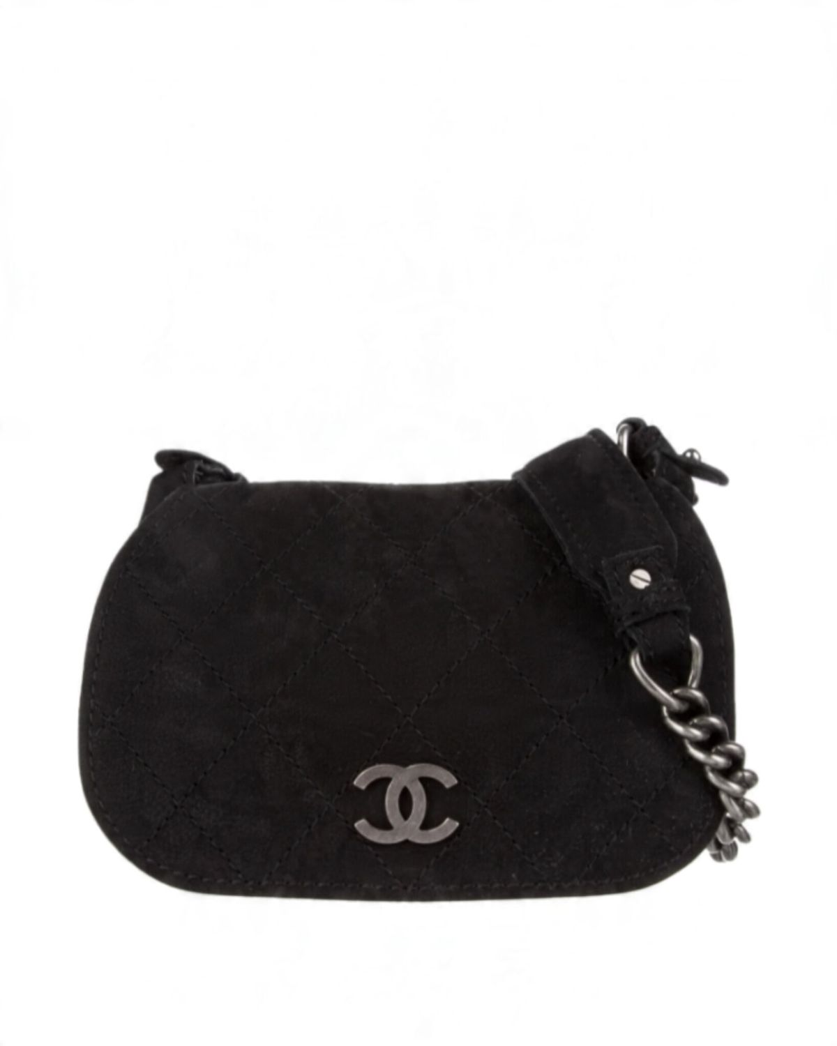 CHANEL PARIS EDINBURGH CC FLAP BLACK SUEDE LEATHER CROSSBODY BAG
