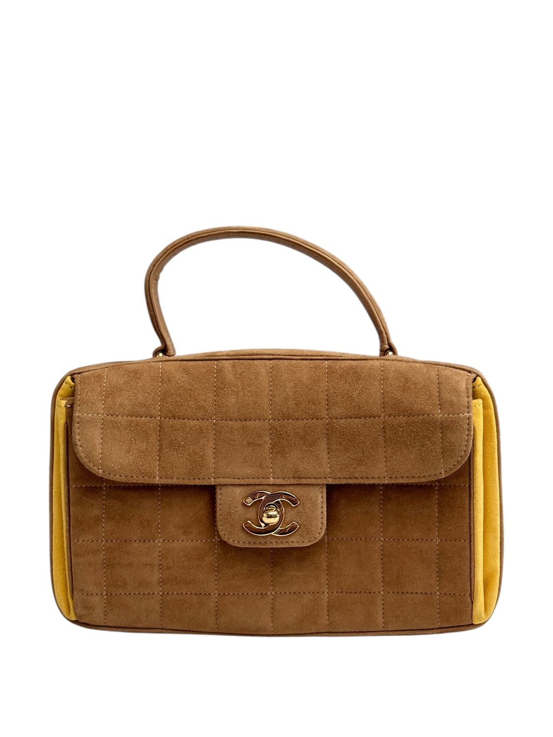 CHANEL CHOCOLATE BAR TOP HANDLE SUEDE MINI FLAP