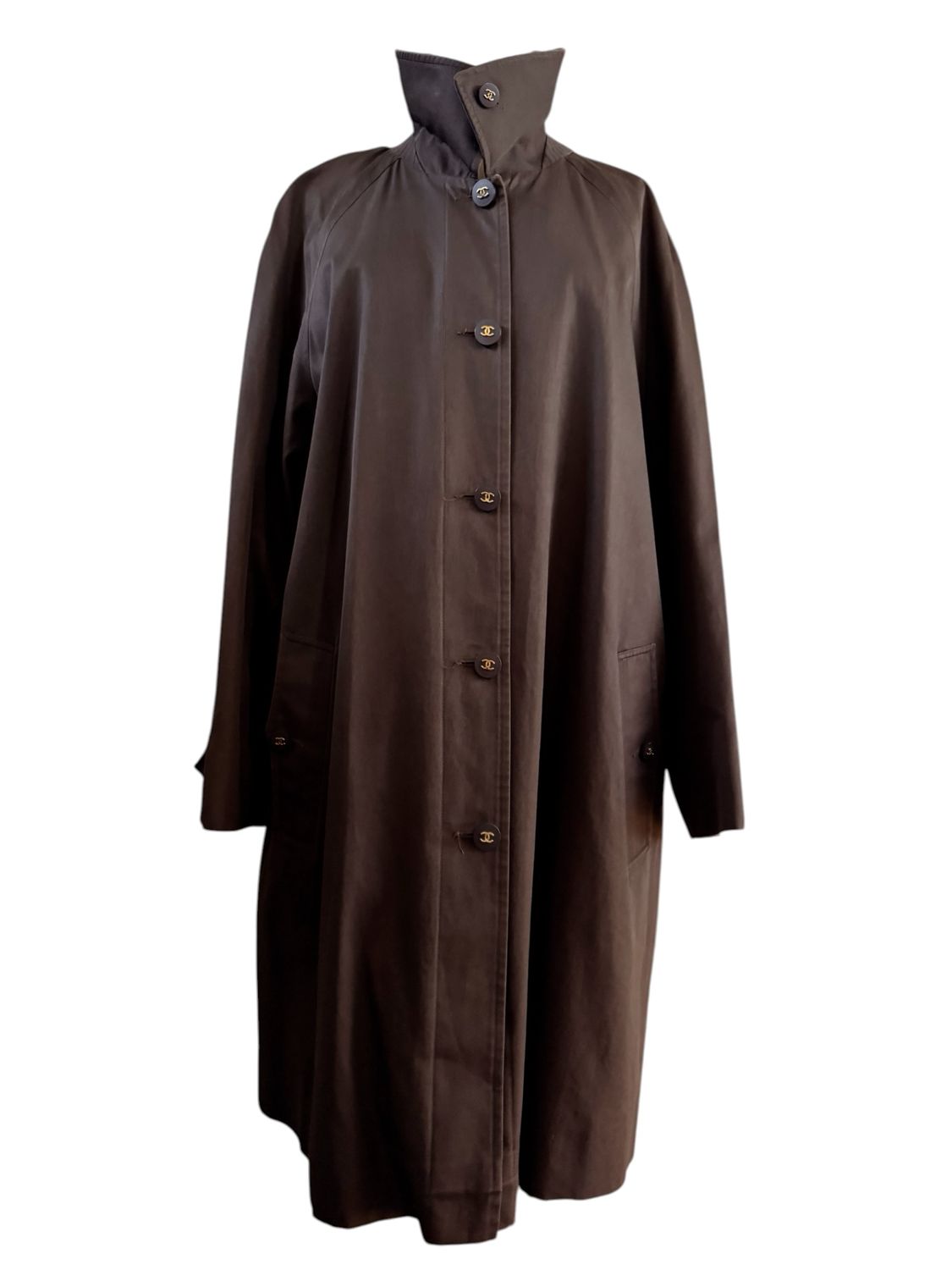 CHANEL 90'S BROWN TRENCH COAT JACKET