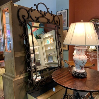 Large Mirror with Solid Wrought Iron Frame