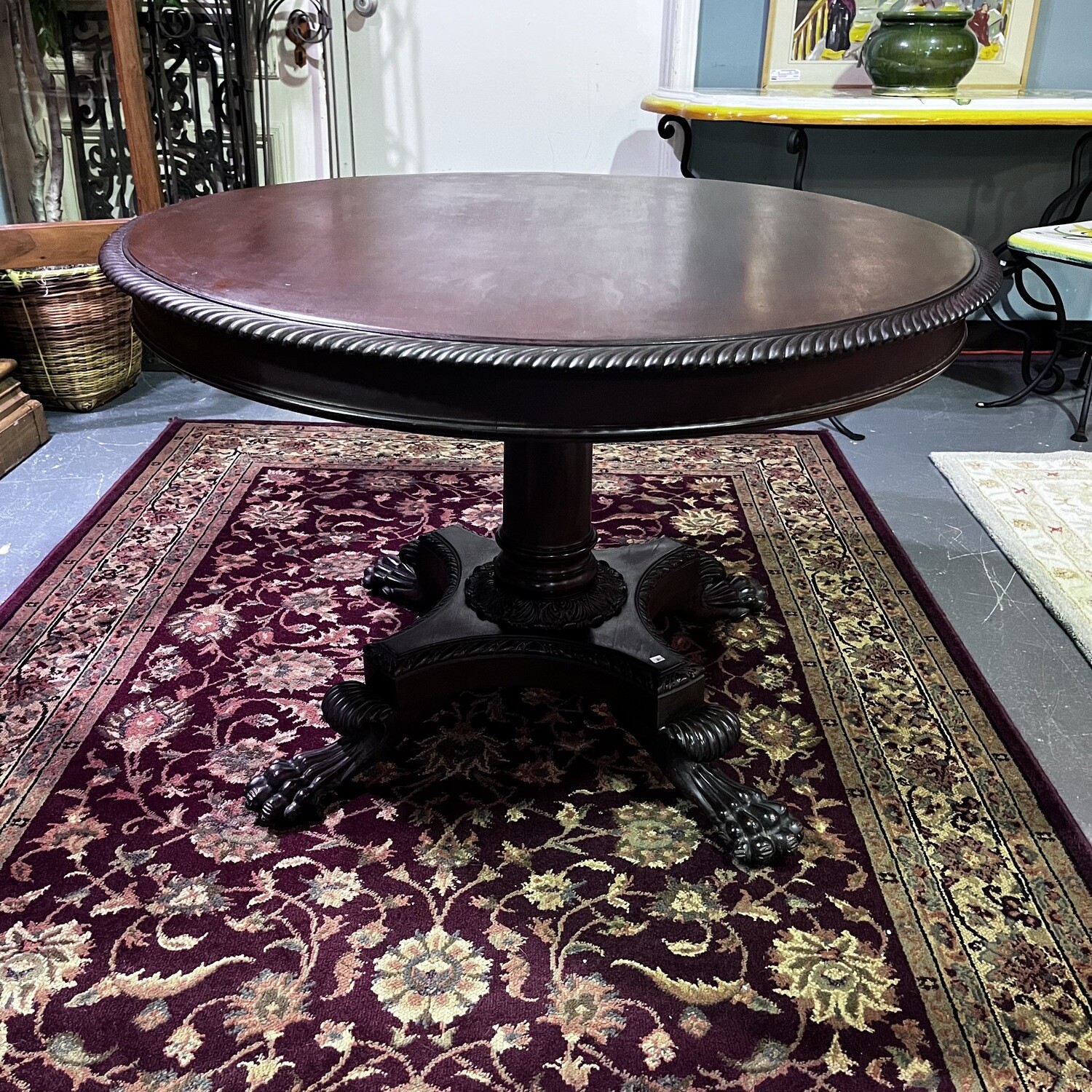 Antique Pedestal Clawfoot Foyer Table
