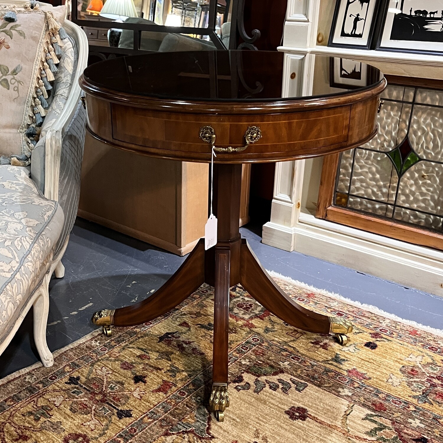 Maitland Smith Drum Table with Glass