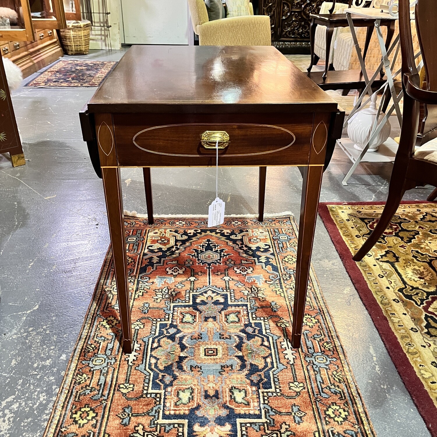 Antique Drop Leaf Cherry Occasional Table with Inlay