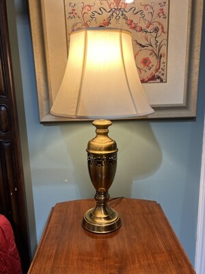 PAIR of Reticulated Brass Lamps