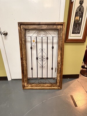Metal Decorative Window in Wood Frame