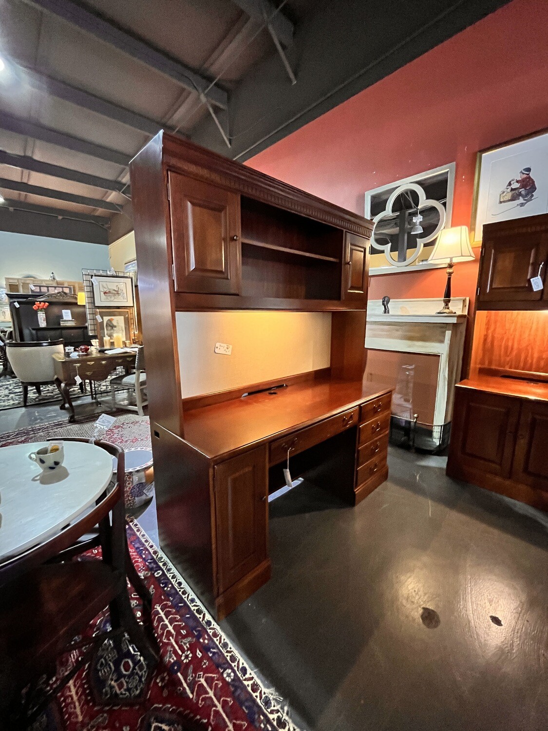 Hooker Computer Desk with Lighted Hutch