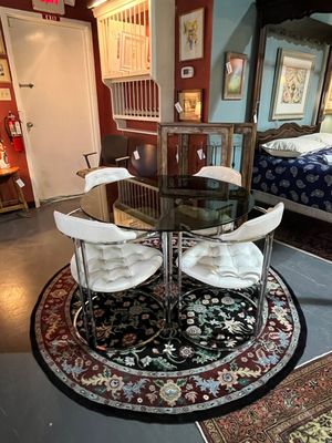 Daystrom Glass &amp; Chrome Table with Four Chairs