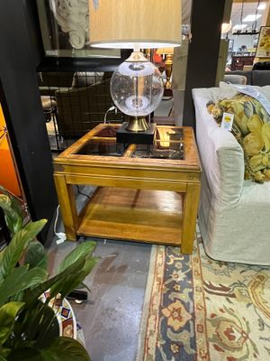 Wood and Glass Square Side Table