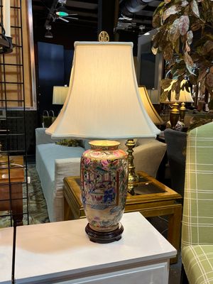 Famille Rose Vase Lamp with Shade