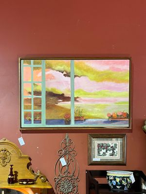 Original Oil - Landscape Through A Window