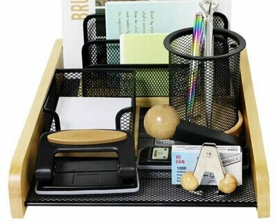 Desk organizers and accessories office storage gift 8items Wooden stationery set