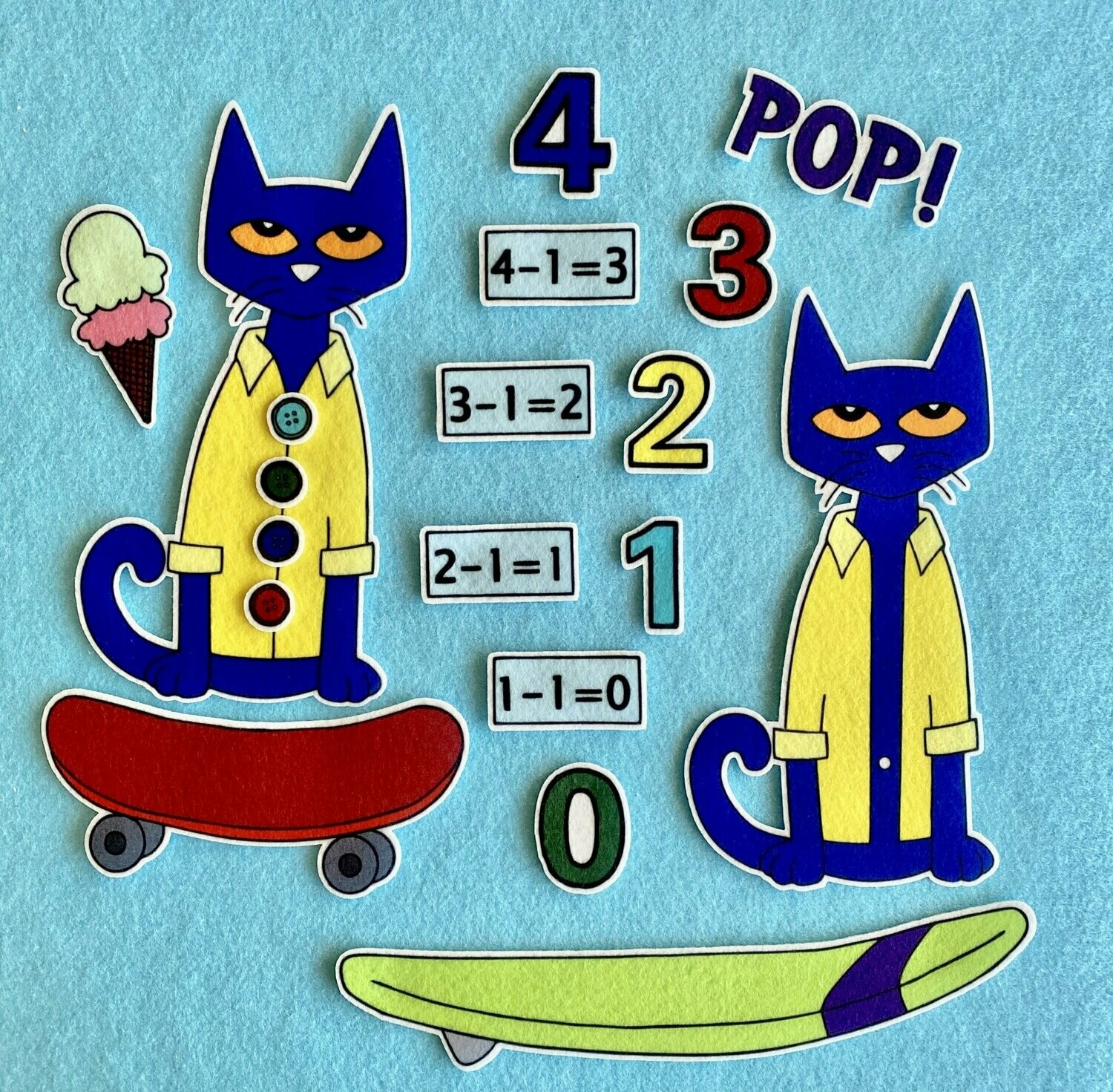 Pete the Cat & His 4 Groovy Buttons Felt Flannel Board Story Teacher Resource 