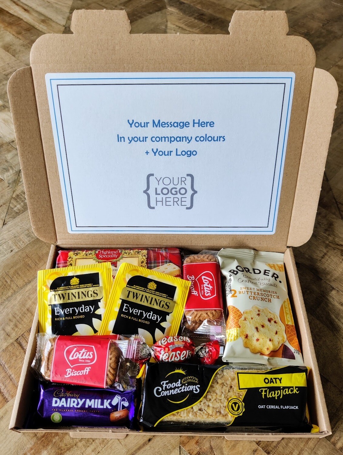 Personalised Corporate Afternoon Tea or Chocolate Gift Hamper | Corporate Gifting Box | B2B Office Treat | Your Logo | Remote Working Gift