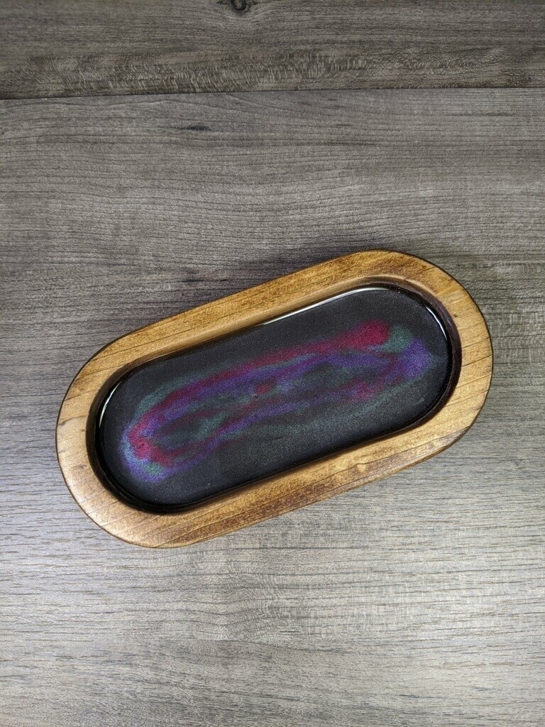 Round wood tray