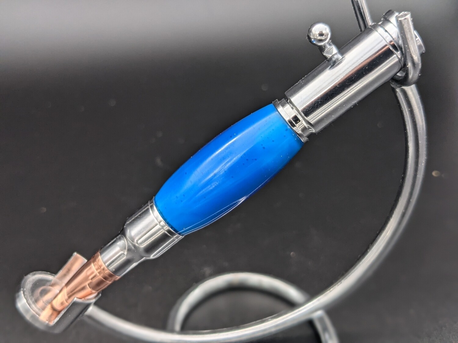 Mini 30 Caliber Bolt Action Bullet Pens, Pen: Blue (with silver hardware)