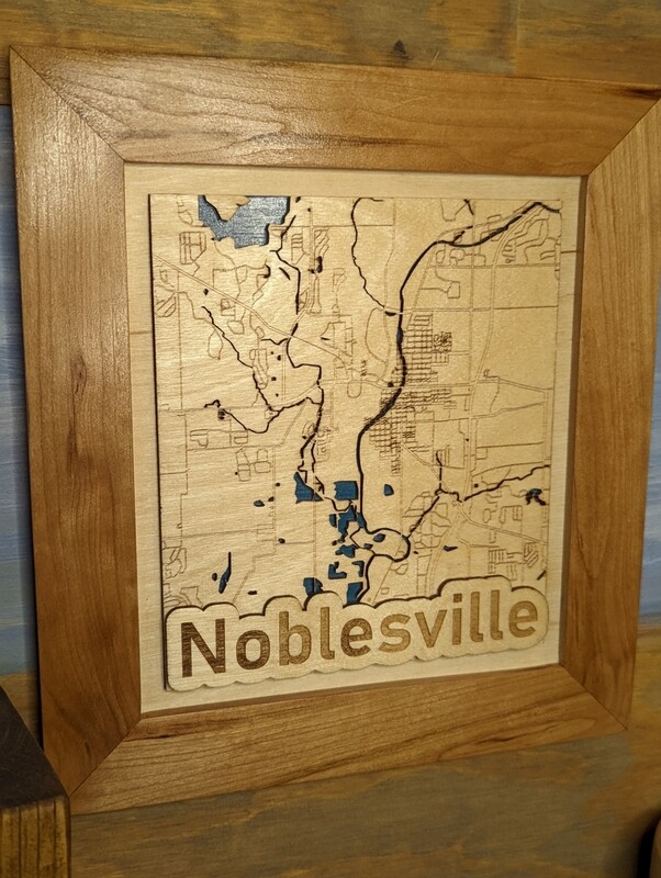 Noblesville Map with Cherry Frame