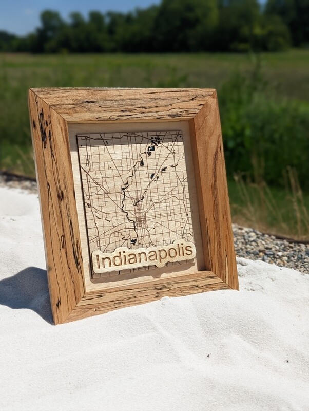 Indianapolis Map with Spalted Frame