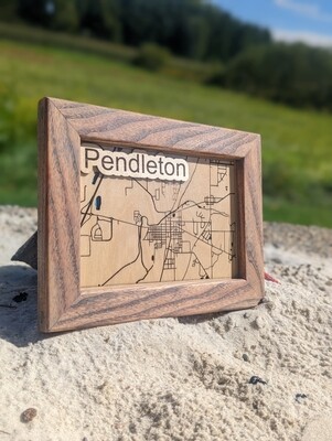 Pendenton Map with Oak Frame