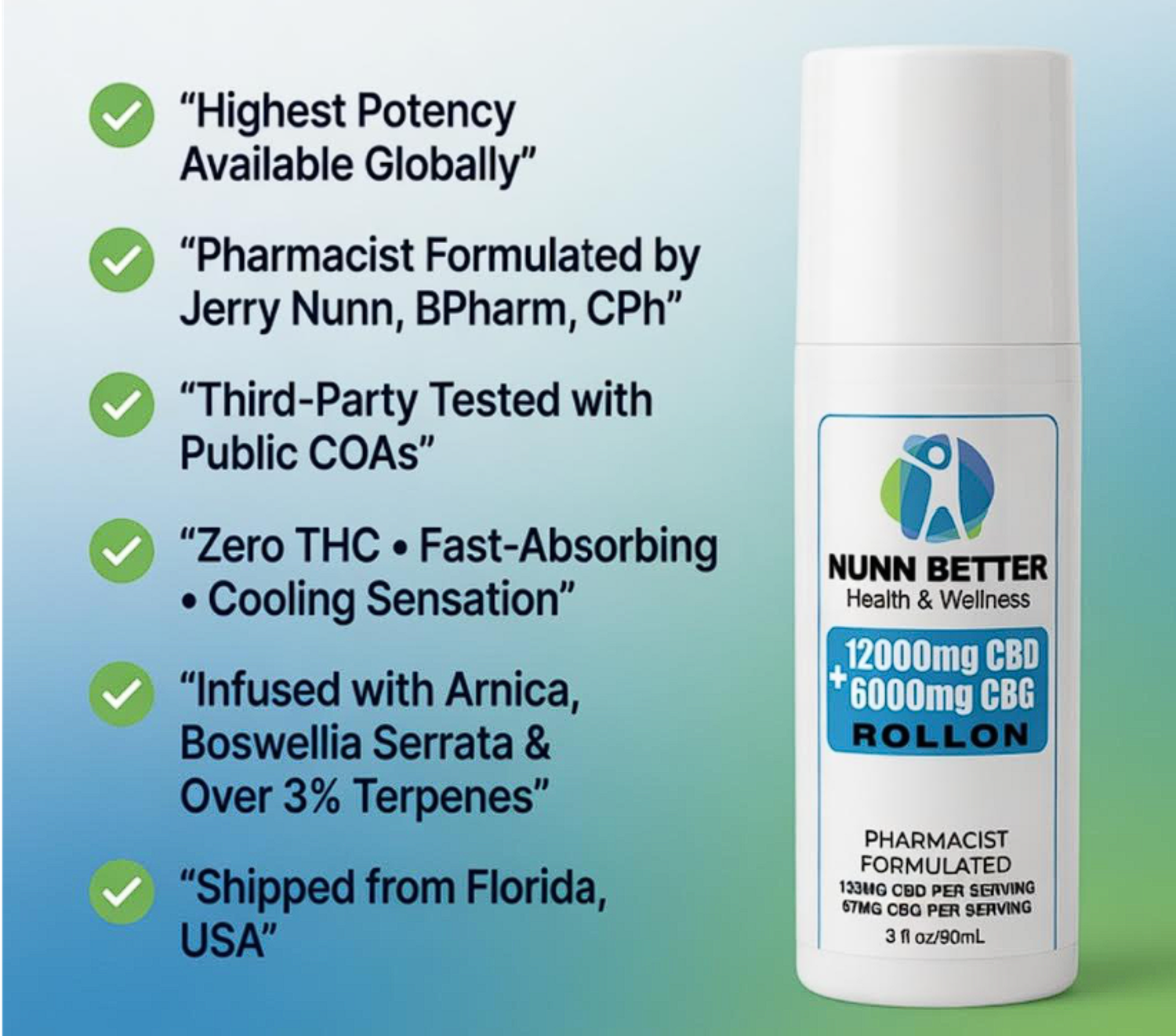 World’s Strongest  12,000mg CBD + 6,000mg CBG Freeze Roll-On | 18,000mg Total Cannabinoids