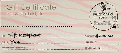 The Wild Child Gift Certificate $200 The Wild Child Gift Certificate $200