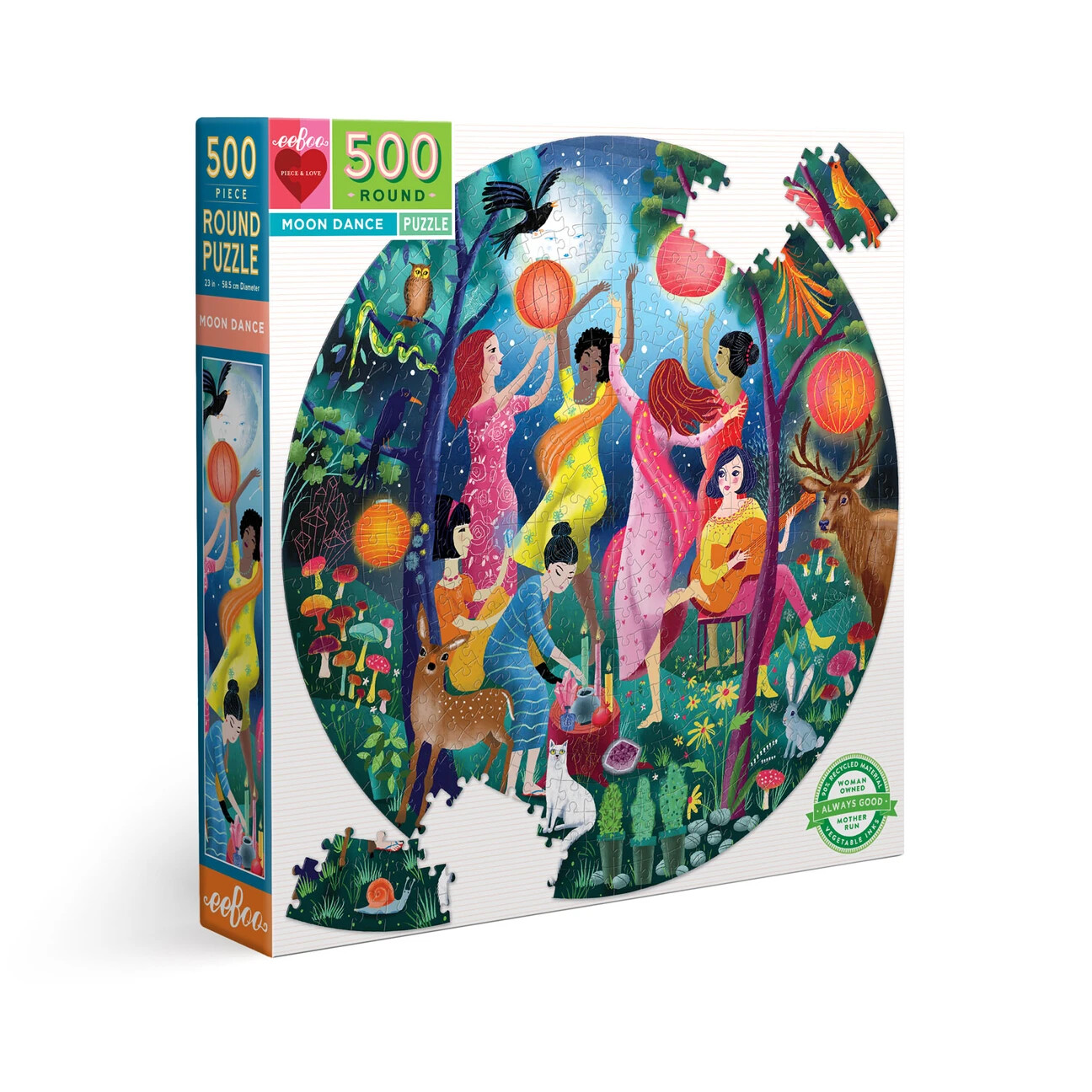 eeBoo 500pc Round Puzzle, Style: Moon Dance