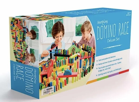 HearthSong Classic 255 Piece Wooden Domino Race