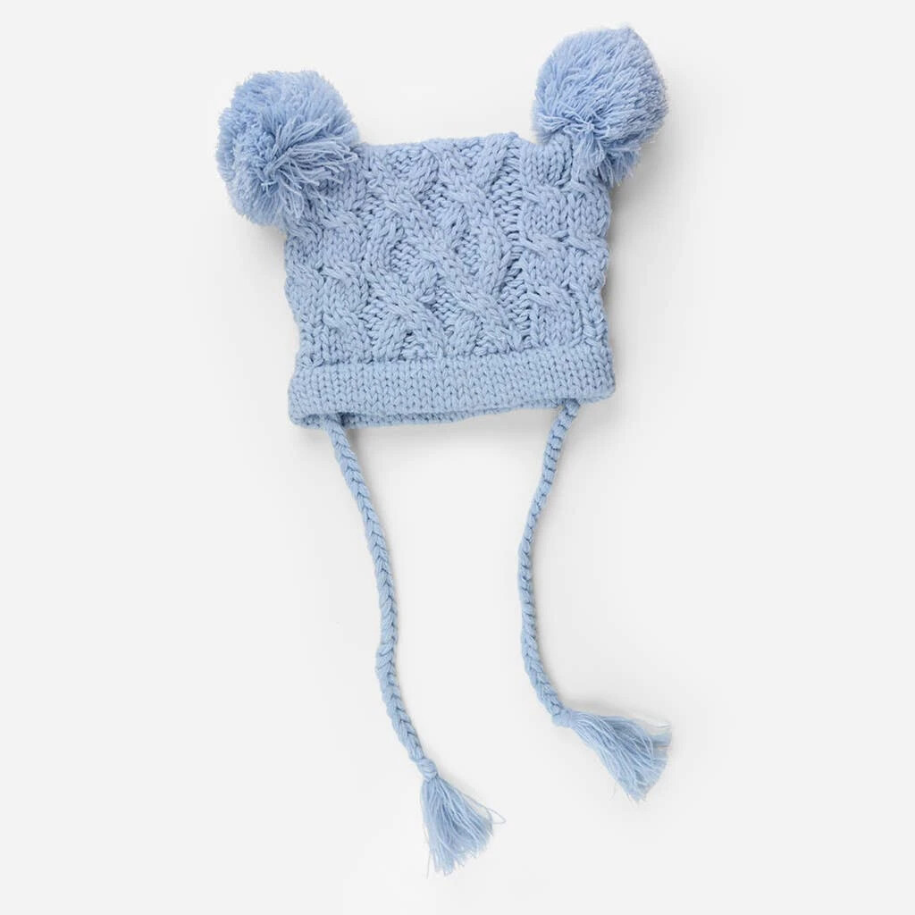 The Blueberry Hill - Blue Hat Quinn Cable Knit Pom Pom 