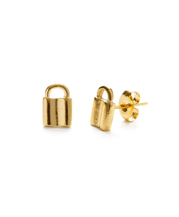 Tiny Padlock Stud Earrings