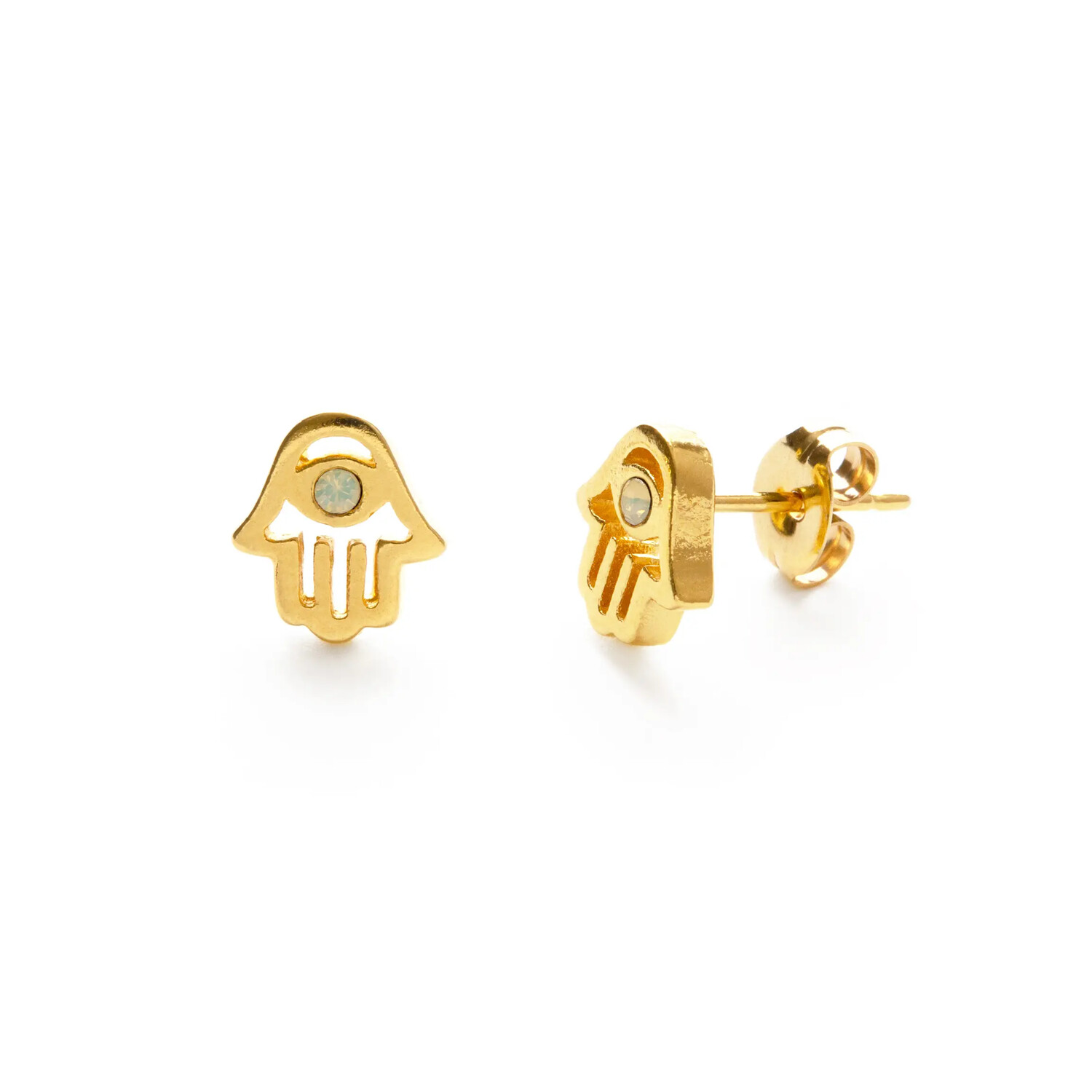 Opal Hamsa Studs