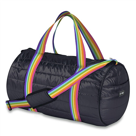 Top Trenz Puffer Duffle , Color: Black/RB Stripe Primary