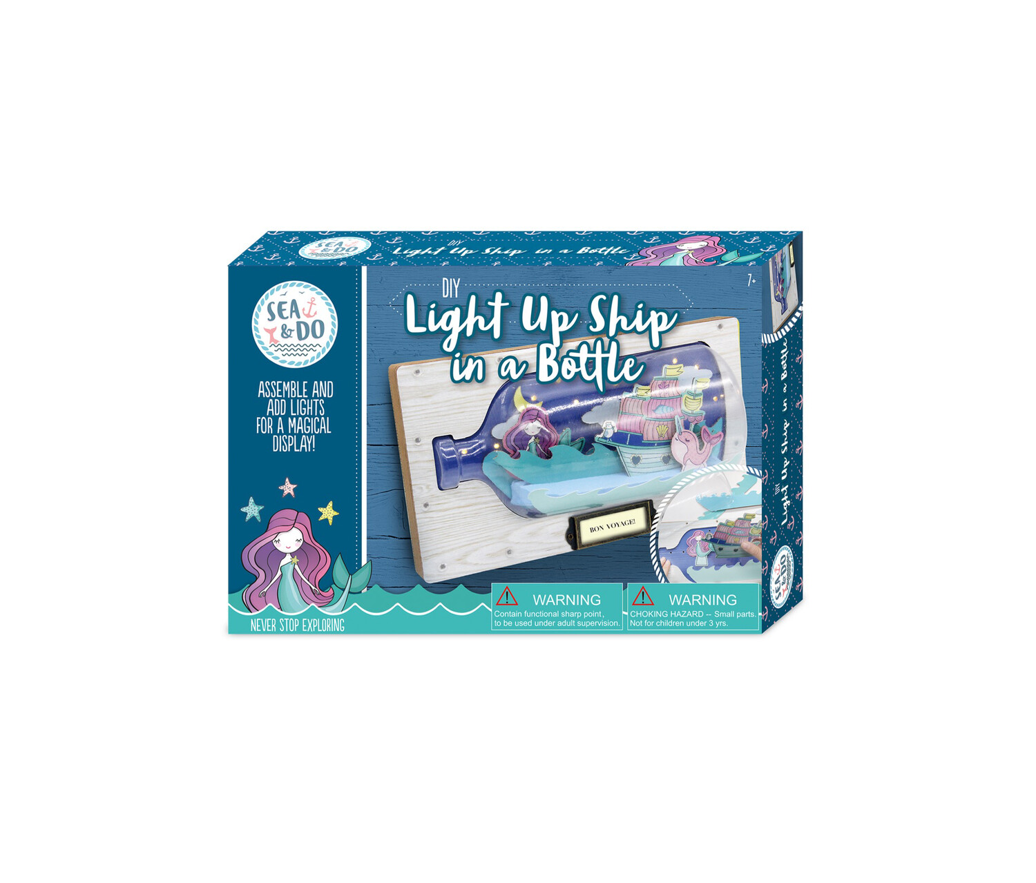 Bright Stripes Ship in a Bottle