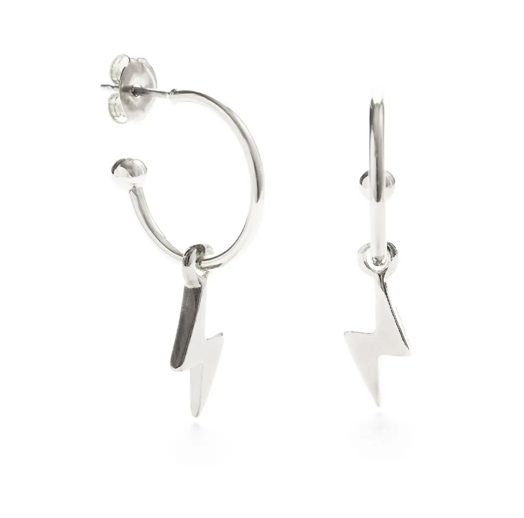 AS Lightning Bolt Hoops, Style: Silver