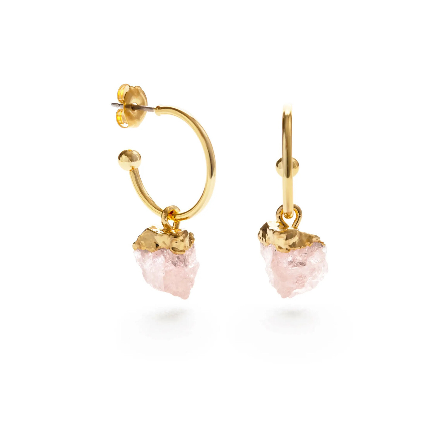AS Rose Quartz Nugget Hoops