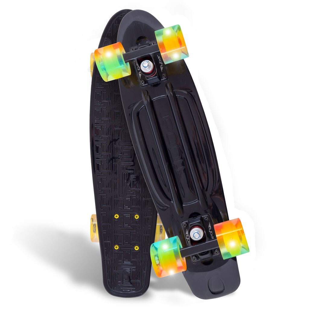 Flybar Plastic Cruiser Board Black Deck w/ LED Yellow Wheels