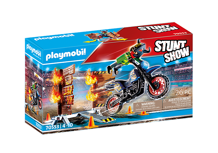 Playmobil Stunt Show Motocross with Fiery Wall