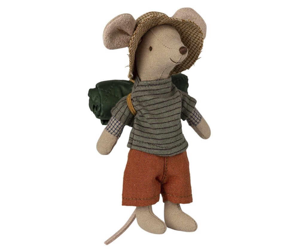 Maileg Hiker Mouse, Big Brother Green Stripes