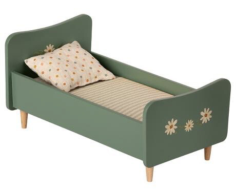 Maileg Wooden Bed, Mini, Mint Blue