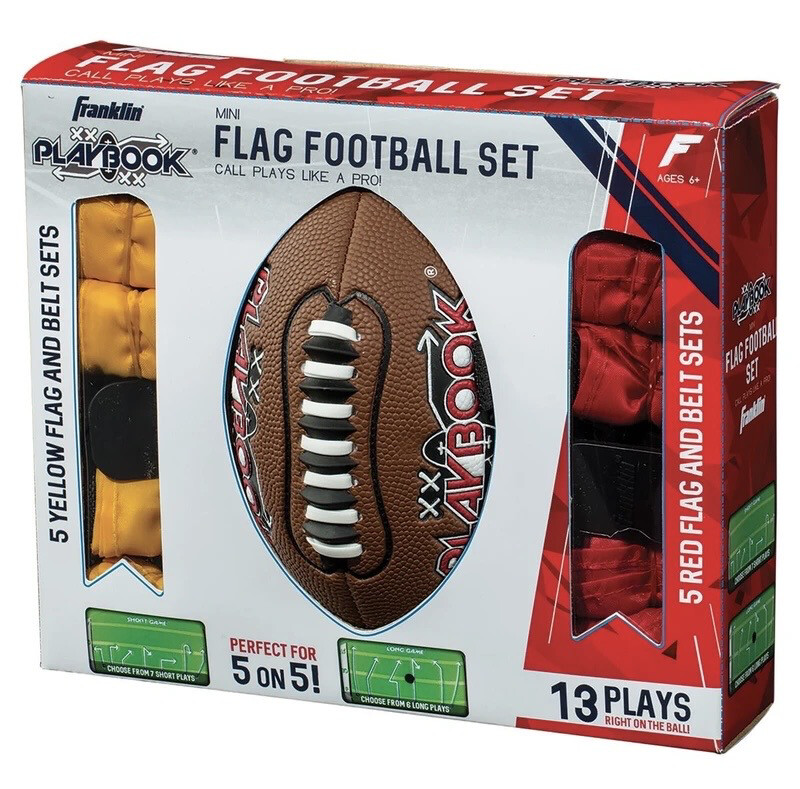 Franklin Sports 10 Player Flag Football Set With Playbook Mini Ball