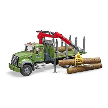 Bruder Mack Granite Timber Truck with Loading Crane &amp; 3 Trunks