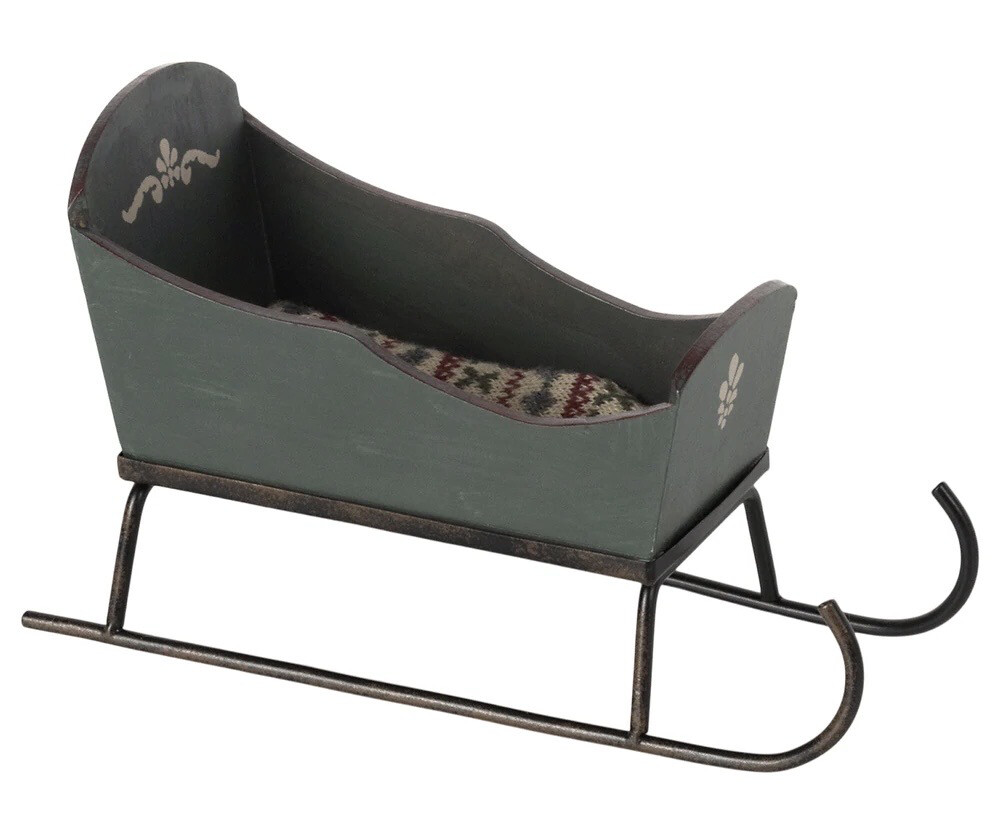 Maileg Sleigh, Mouse Green