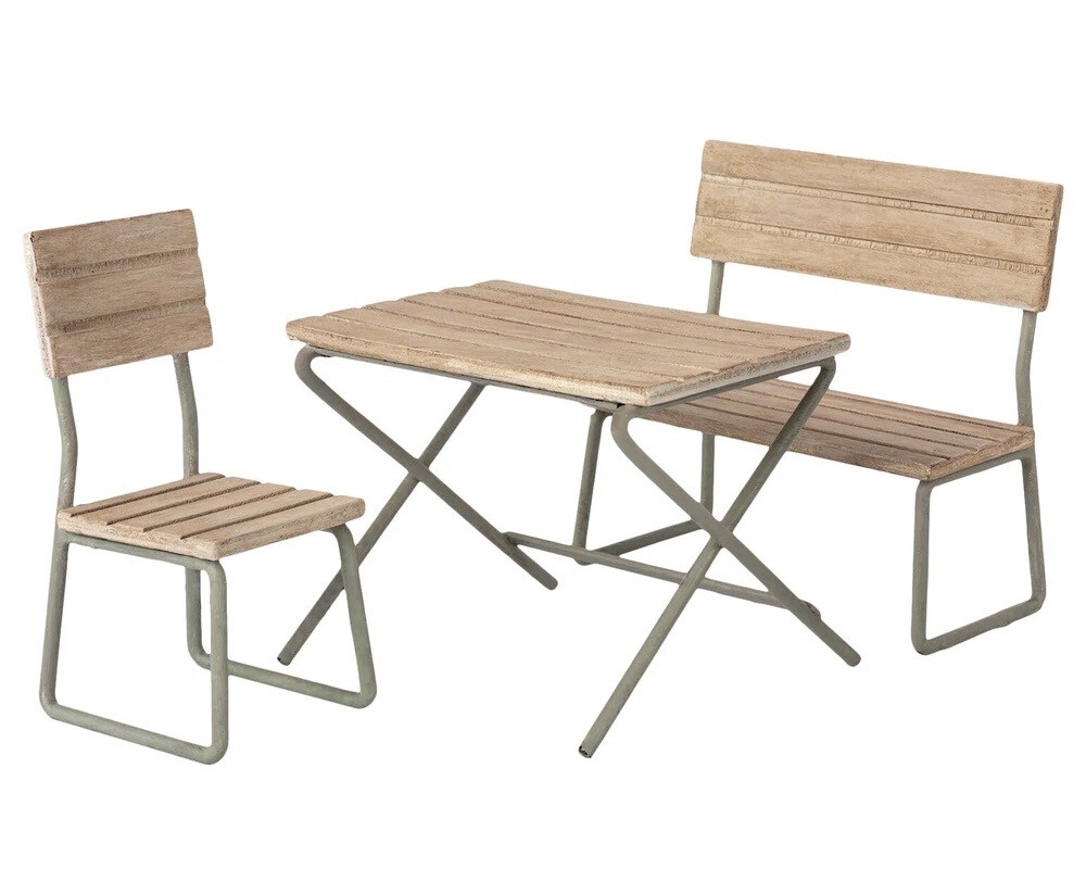 Maileg Garden Set, Table w Chair and Bench