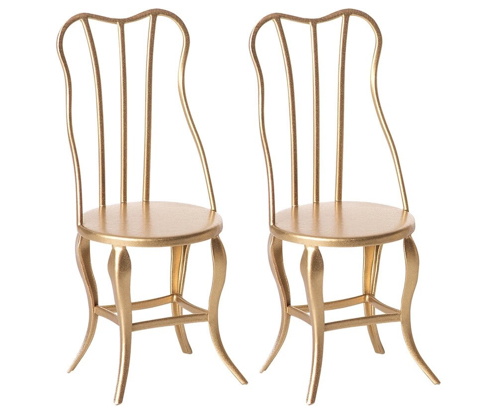 Maileg Vintage Chair, Micro-Gold, 2PK