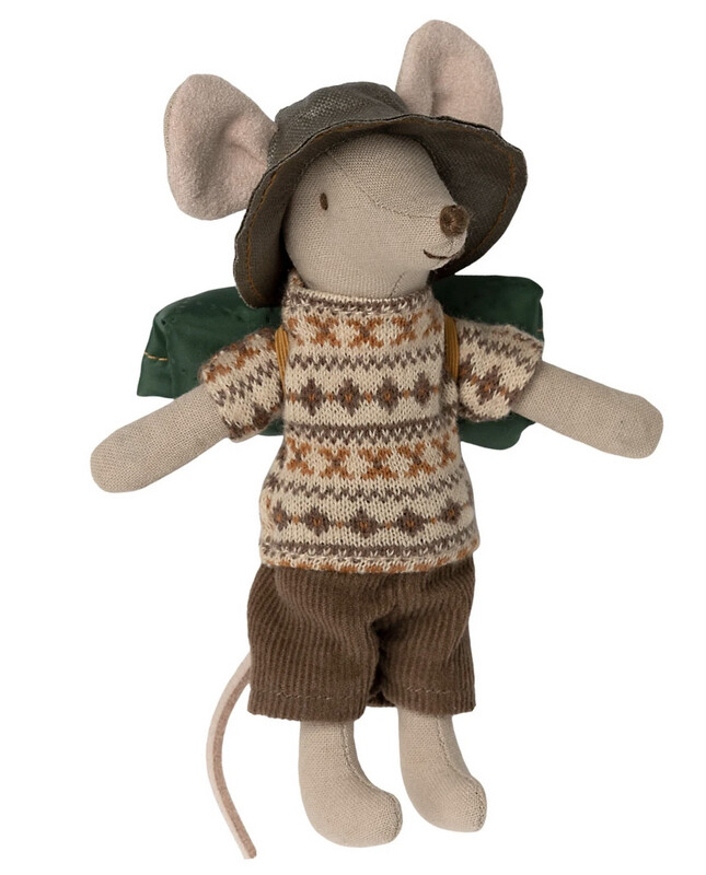 Maileg Hiker Mouse, Big Brother, Faire Isle Sweater