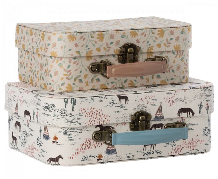 Maileg Suitcases with Fabric, 2 pc Set