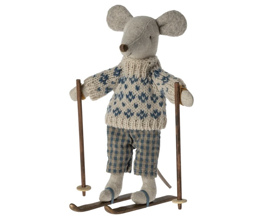 Maileg Winter Mouse with Ski Set, Dad 